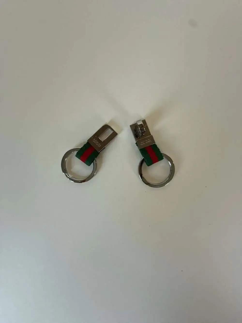 Gucci Web Stripe Push-Lock Keychain Key Fob